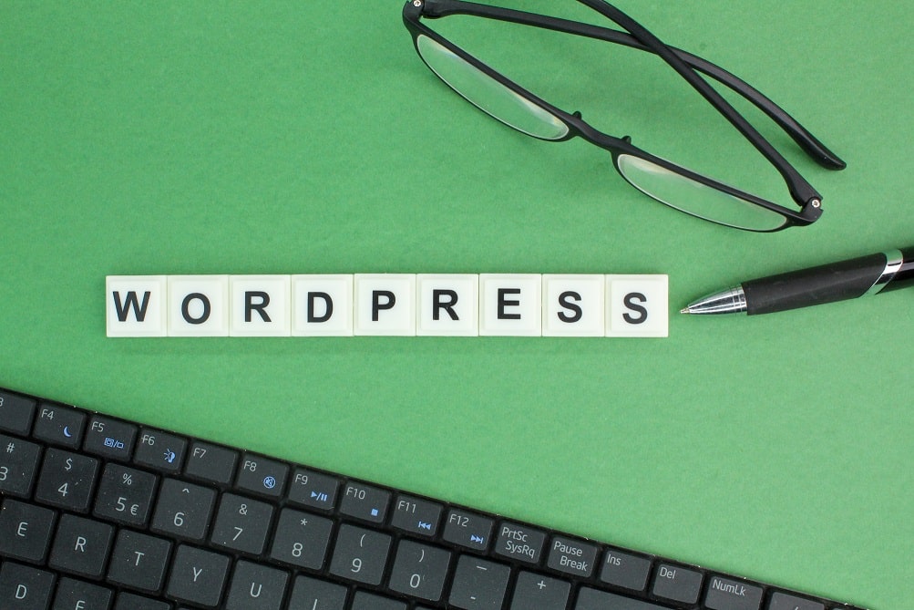 letters on green background spelling out the word WordPress