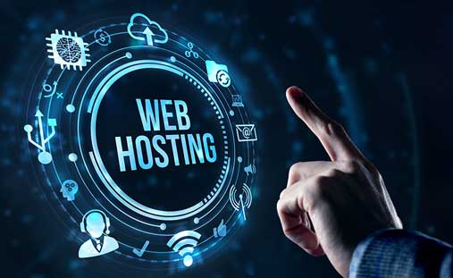 hand touching web hosting button