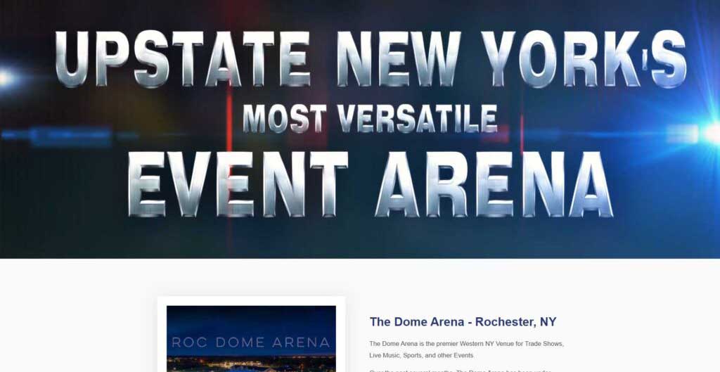 Home page of arena website