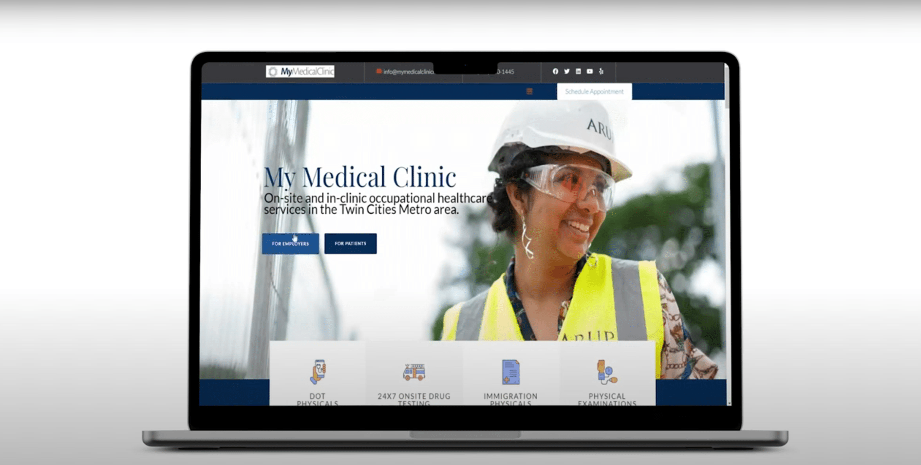 Laptop displaying home healthcare website design