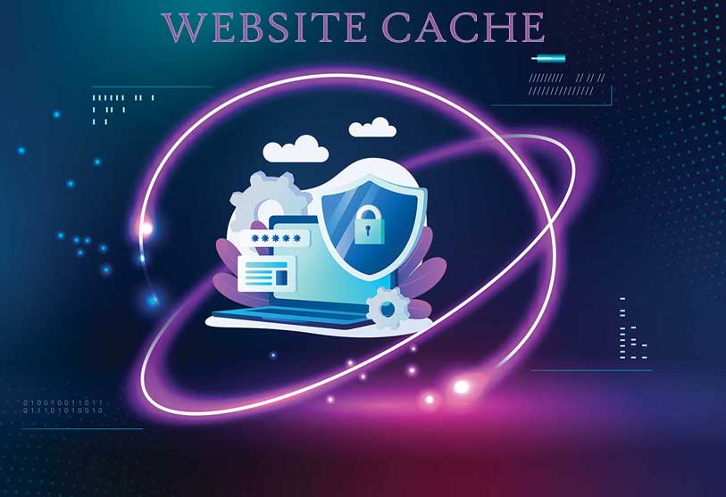 Image of laptop loading web page with cache